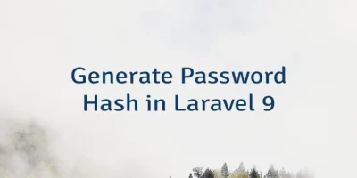 Generate Password Hash in Laravel 9