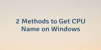 2 Methods to Get CPU Name on Windows
