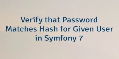 Verify that Password Matches Hash for Given User in Symfony 7