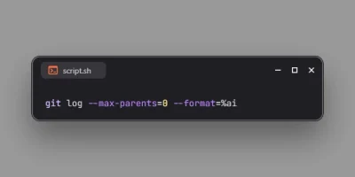 Get First Commit Date and Time in Git