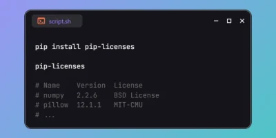 Get Licenses of Python Packages using pip-licenses