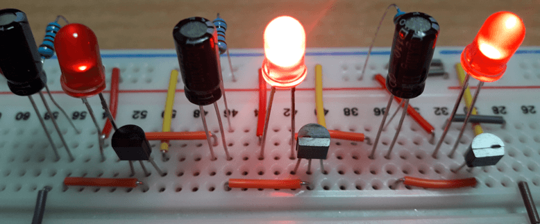 3 LED Chaser Using BC547 Transistors