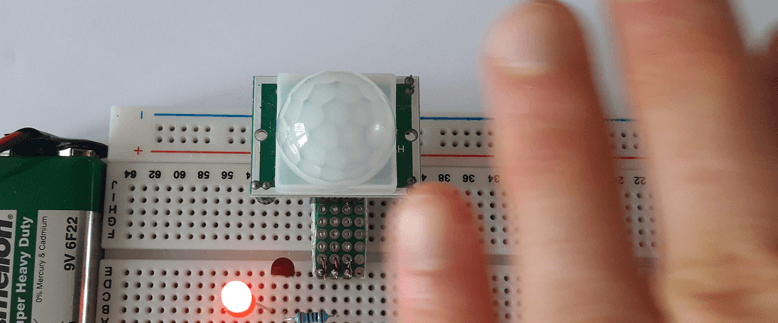 Motion Controlled LED Using HC-SR501 PIR Sensor and BC547 Transistor