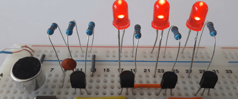 Music Rhythm Operated LEDs using BC547 Transistors