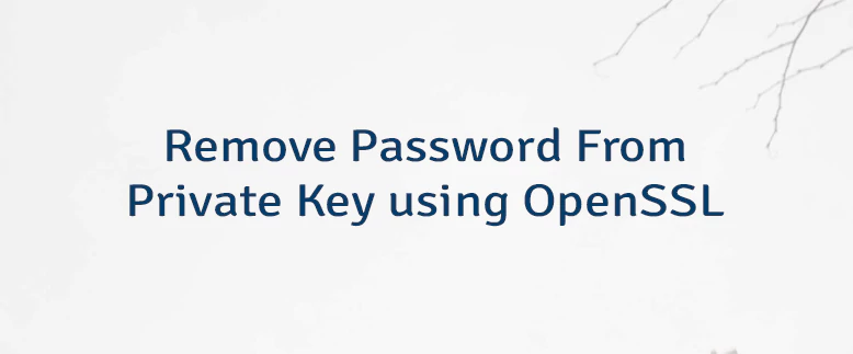 Remove Password From Private Key using OpenSSL