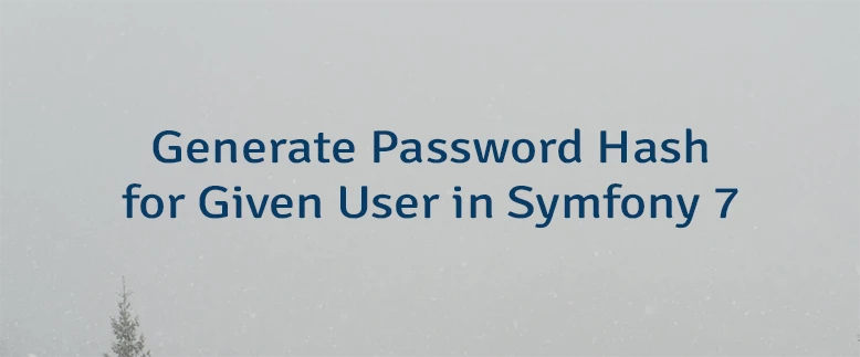 Generate Password Hash for Given User in Symfony 7