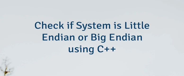 Check if System is Little Endian or Big Endian using C++