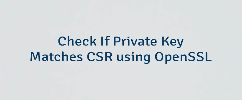 Check If Private Key Matches CSR using OpenSSL