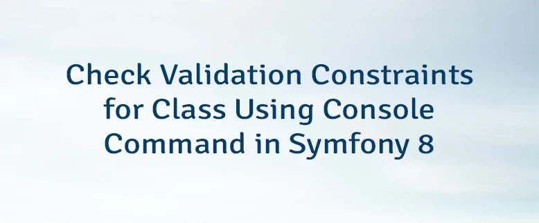 Check Validation Constraints for Class Using Console Command in Symfony 8