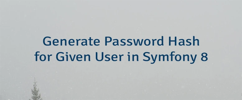 Generate Password Hash for Given User in Symfony 8