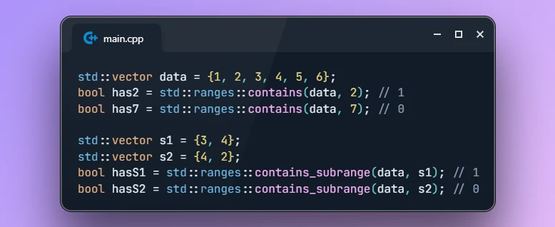 Check if Range Contains Value or Subrange in C++23