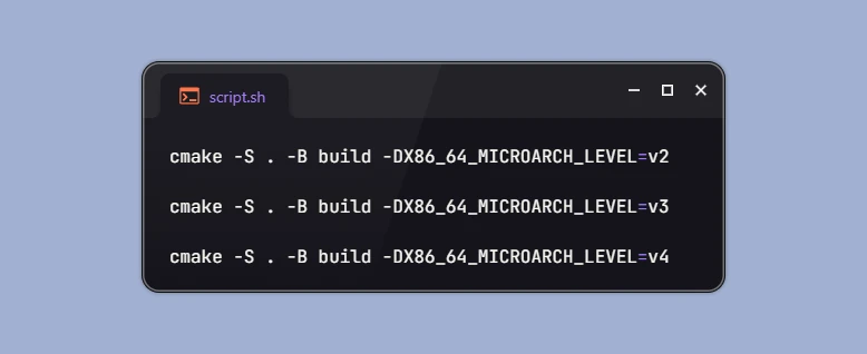 Compile for Specific x86-64 Microarchitecture Level using CMake