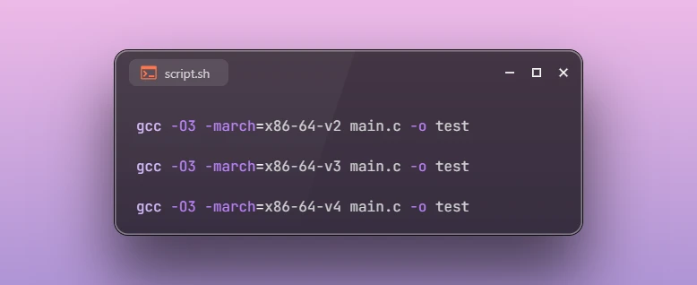 Compile for Specific x86-64 Microarchitecture Level using gcc or g++ Compiler
