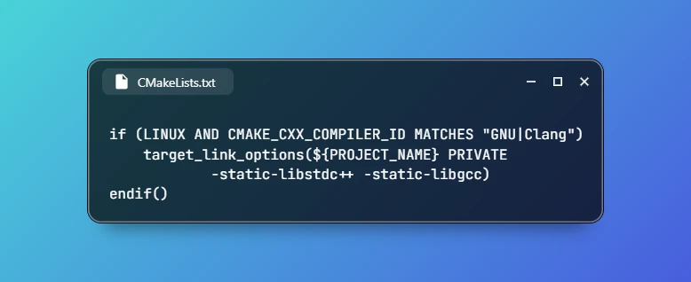 Statically Link to libstdc++ using CMake