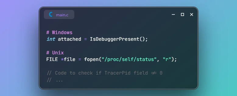 Check if Current Process is Being Debugged in C