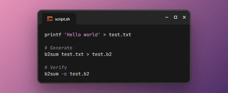 Generate and Verify BLAKE2 Hash of File on Linux