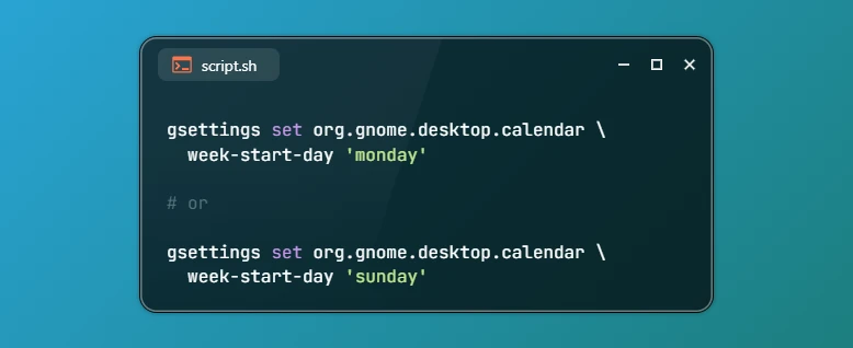 Change Calendar Week Start Day on Ubuntu