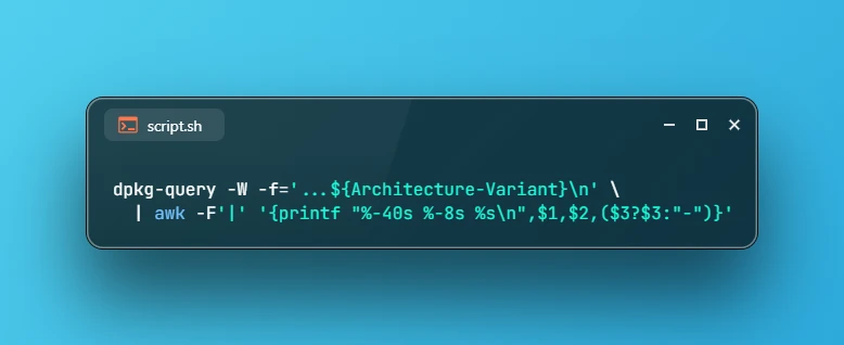 Get Architecture Variant of Installed Packages using dpkg