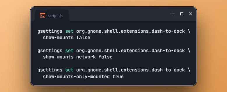 Hide Volumes and Devices from Dock on Ubuntu