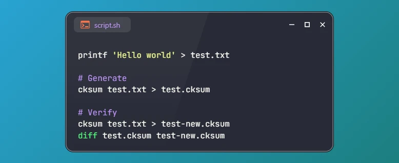 Generate and Verify File Checksum using cksum on Linux