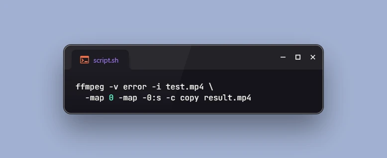 Remove Subtitles from Video File using FFmpeg