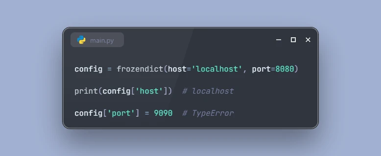 Create Immutable Dictionary with frozendict in Python 3.15