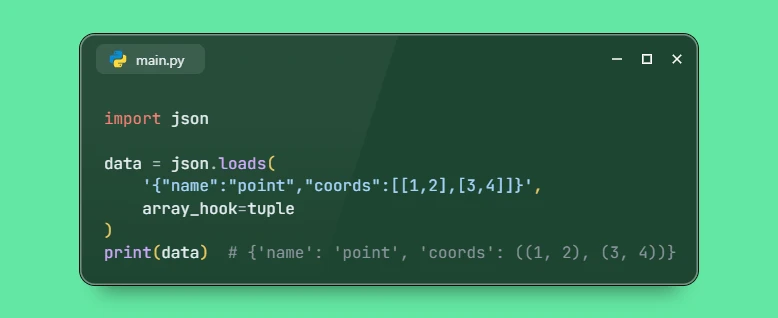 Customize JSON Array Decoding with array_hook in Python 3.15