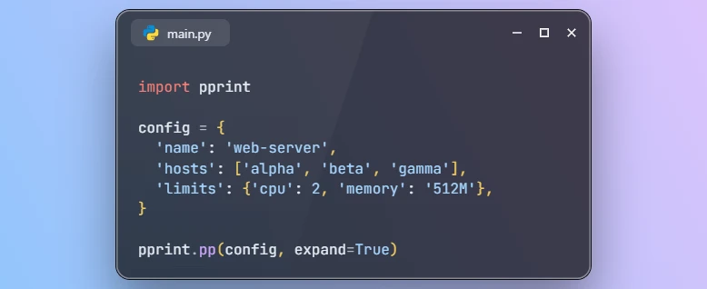 Expand Output with pprint in Python 3.15