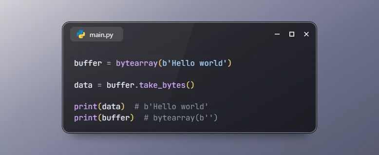 Extract Bytes from bytearray with take_bytes in Python 3.15