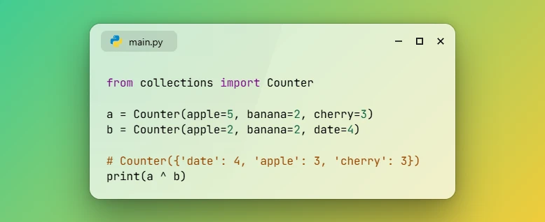 Get Symmetric Difference of Counters in Python 3.15