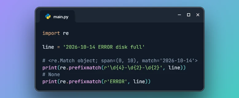 Match String Prefix with re.prefixmatch in Python 3.15